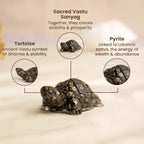 VASTUKOSHA Pyrite tortoise figurine for Vastu, symbolizing stability and prosperity with metallic crystal texture.