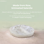 VASTUKOSHA raw Moroccan selenite plate with natural fibrous texture for crystal cleansing and meditation