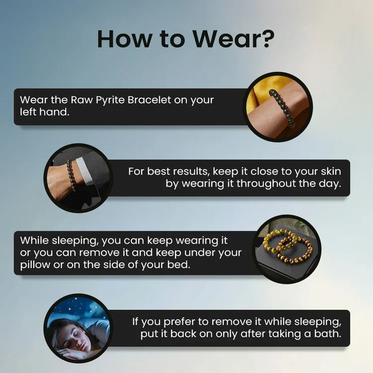 VASTUKOSHA raw pyrite bracelet and anklet couple combo with instructions on how to wear for daily crystal practice