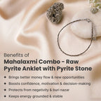 VASTUKOSHA Mahalaxmi Combo featuring a raw metallic pyrite stone and a delicate pyrite bead anklet on silk fabric.