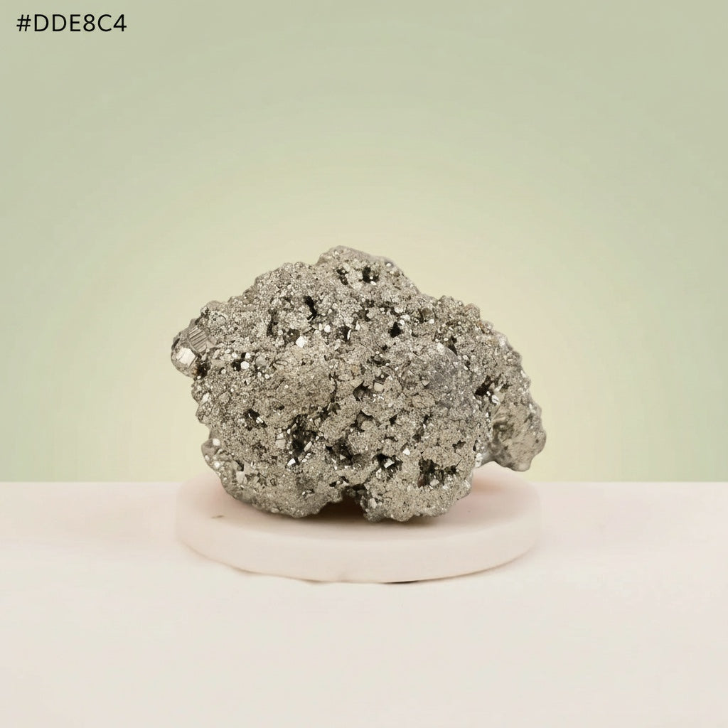 VASTUKOSHA 1kg raw pyrite stone with scolecite chunks, featuring a metallic luster for home and office display.