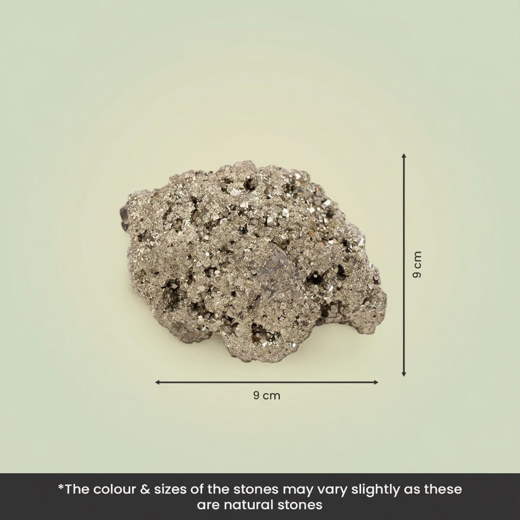 VASTUKOSHA 1kg raw pyrite stone with scolecite chunks, featuring metallic luster for home or office decor display.