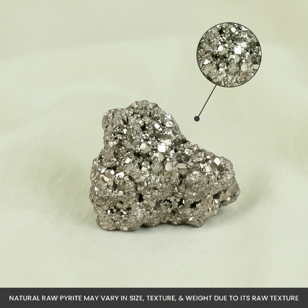 VASTUKOSHA raw pyrite stone with metallic luster and crystalline texture for Vastu and spiritual practice