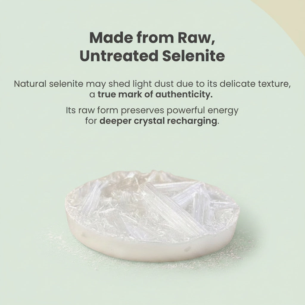 VASTUKOSHA raw untreated selenite plate for crystal cleansing and recharging with a delicate fibrous texture