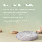 VASTUKOSHA raw Moroccan selenite crystal plate for cleansing gemstones and meditation in a peaceful setting