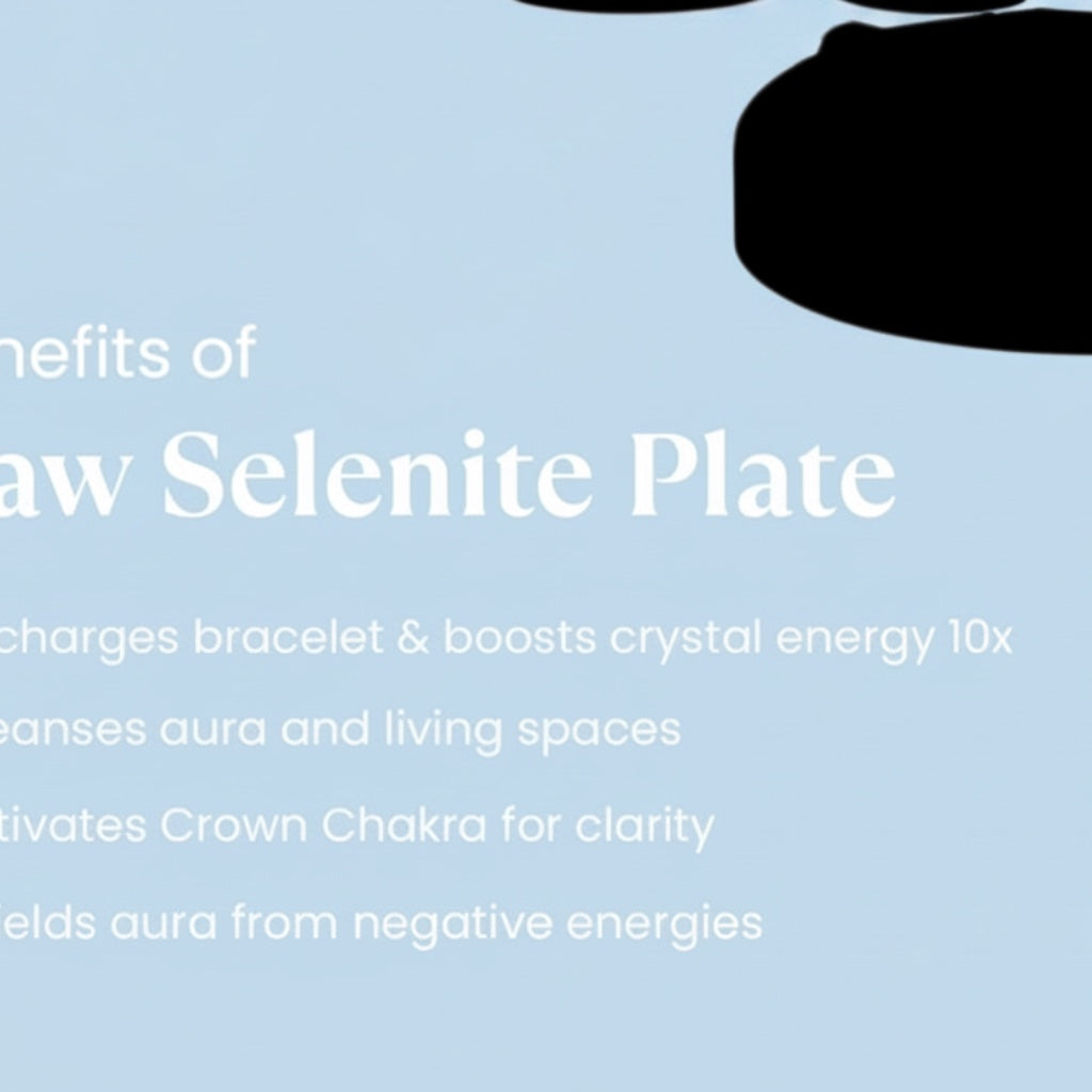VASTUKOSHA raw selenite plate with candles, used for crystal cleansing and energy recharging
