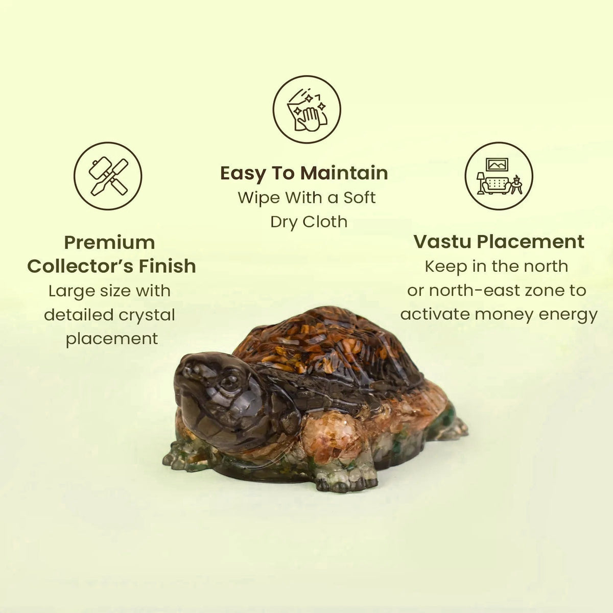 VASTUKOSHA Rinmukteshwar Siddh Dhan Yog Tortoise in a large size with a detailed crystal finish for Vastu wealth