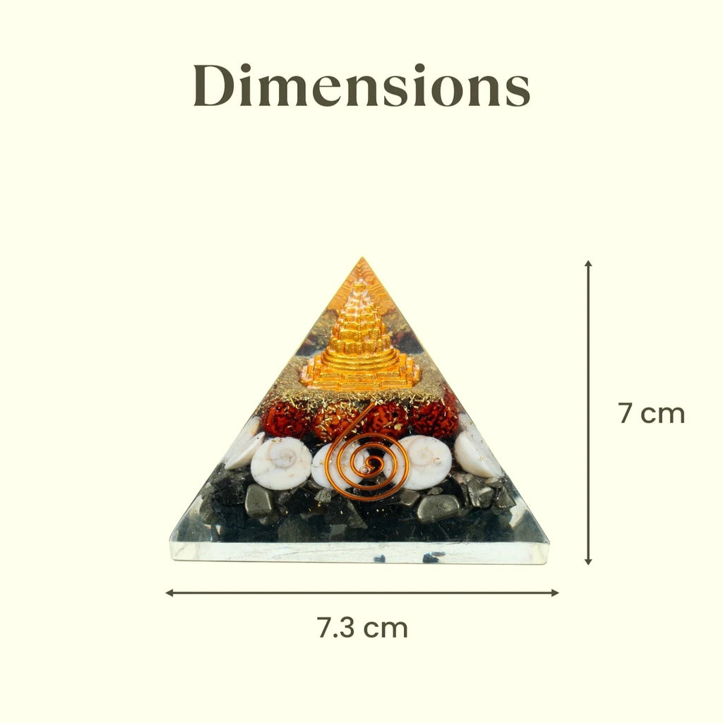 VASTUKOSHA Rishikesh Siddh Lakshmi Yantra pyramid with copper coil, shells, and crystals for wealth and prosperity.