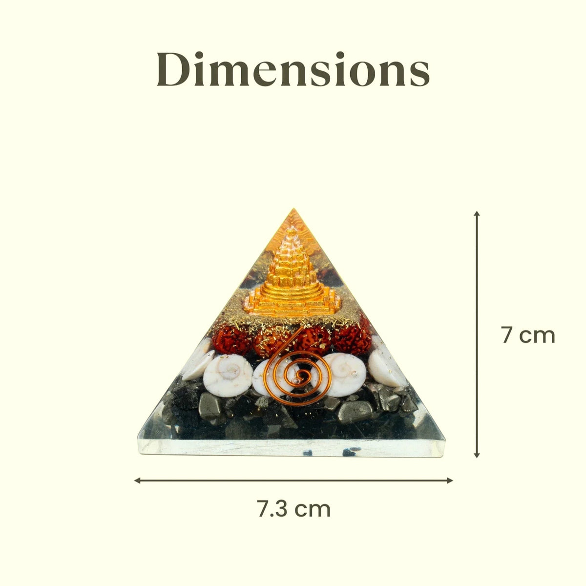 VASTUKOSHA Rishikesh Siddh Lakshmi Yantra pyramid with copper coil, shells, and crystals for wealth and prosperity.