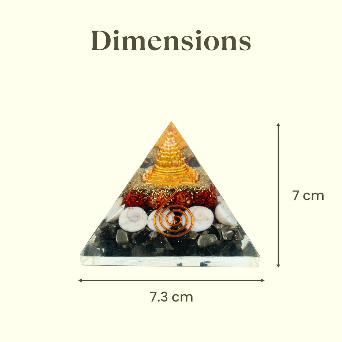 VASTUKOSHA Rishikesh Siddh Lakshmi Yantra pyramid with copper coil, shells, and crystals for wealth and prosperity.
