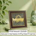VASTUKOSHA Rishikesh Siddh 7 horses wall art in a dark frame with raw pyrite texture for career growth and success.