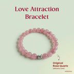 VASTUKOSHA Love Attraction bracelet featuring natural pink rose quartz beads and a silver Buddha charm