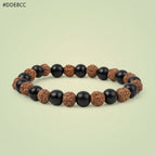 VASTUKOSHA 8mm Rudraksha and Karungali black ebony wood bead bracelet for meditation and spiritual grounding