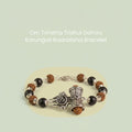 VASTUKOSHA Rishikesh Siddh bracelet featuring Rudraksha beads, black Karungali, and silver Om, Trishul, and Damru charms.