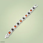 VASTUKOSHA silver-plated bracelet featuring alternating 5 Mukhi Rudraksha beads and black Karungali ebony wood beads.