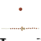 VASTUKOSHA Om Trinetra Trishul Damru Rudraksha bracelet with 5 Mukhi beads for spiritual meditation and devotion.