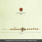 VASTUKOSHA Rudraksha bracelet featuring a silver Trishul, Damru, and Om charm with 5 Mukhi beads for spiritual protection