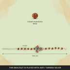 VASTUKOSHA Om Trinetra Trishul Damru Rudraksha bracelet with 5 Mukhi beads and anti-tarnish silver plated charms.