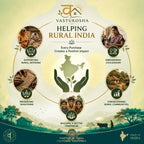 VASTUKOSHA infographic showing rural India development initiatives including artisan support and community empowerment.
