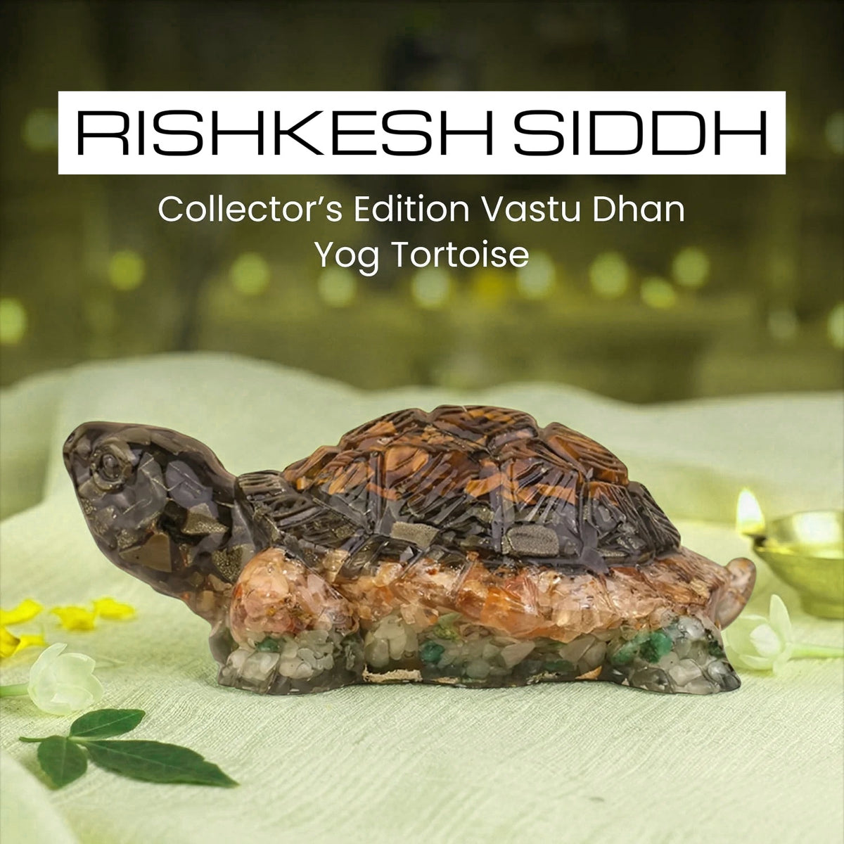 VASTUKOSHA Rishikesh Siddh Dhan Yog Tortoise made of crystal chips for Vastu prosperity and financial stability