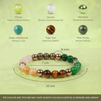 VASTUKOSHA Siddh Maha Dhan Yog crystal bracelet featuring citrine, quartz, hematite, aventurine, tiger eye, and pyrite.
