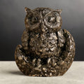 VASTUKOSHA Rinmukteshwar Siddh Pyrite owl statue for wealth and wisdom, featuring metallic luster and detailed carving.