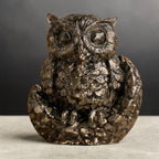 VASTUKOSHA Rinmukteshwar Siddh Pyrite owl statue for wealth and wisdom, featuring metallic luster and detailed carving.