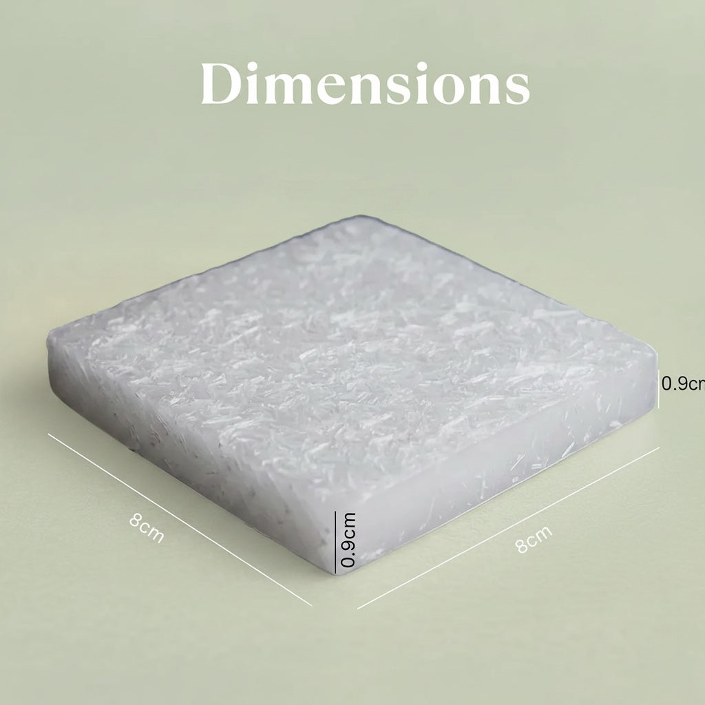 VASTUKOSHA square raw selenite plate for crystal cleansing and meditation, featuring a natural translucent white texture.
