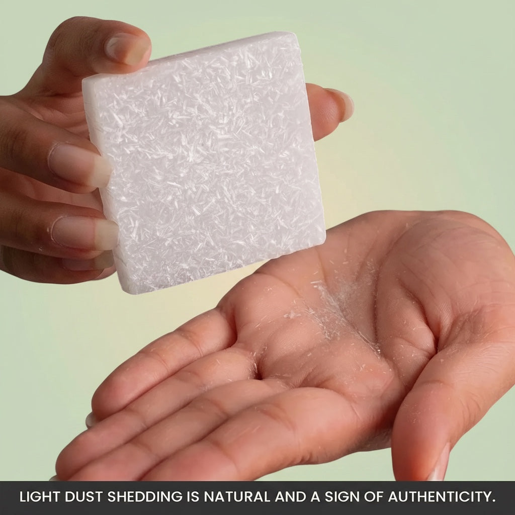 VASTUKOSHA square raw selenite plate held in hand showing natural translucent white crystal texture and surface shedding