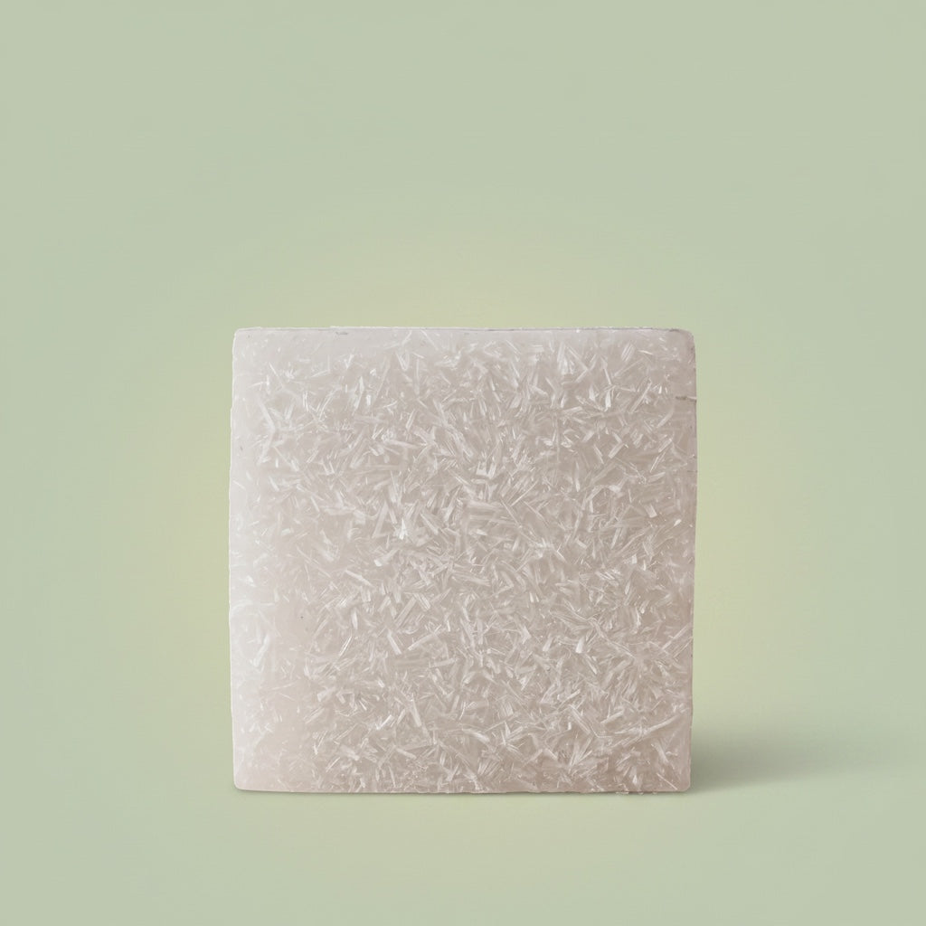 VASTUKOSHA square raw selenite plate with a textured, translucent white surface for crystal cleansing and display.