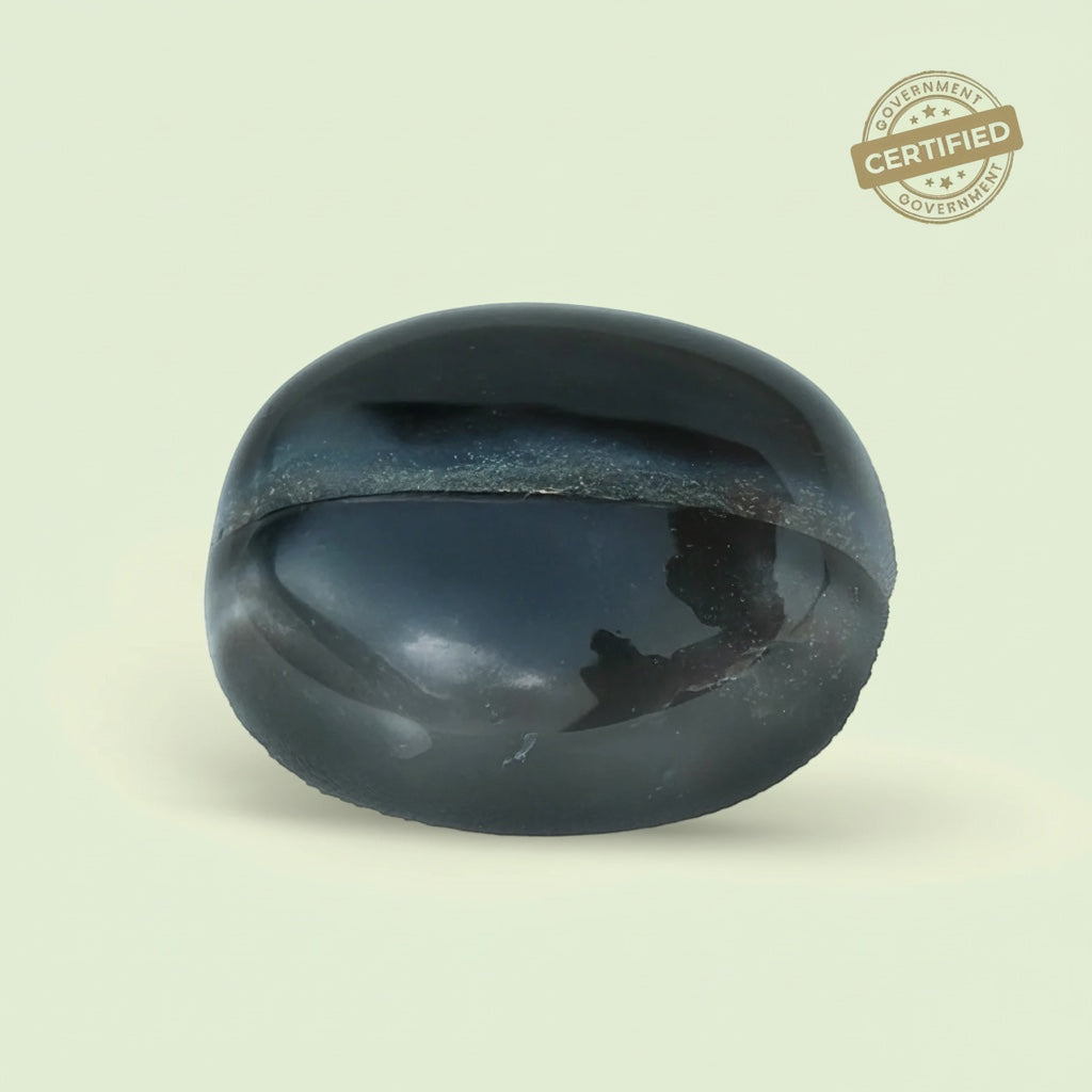 VASTUKOSHA Sulemani Hakik gemstone with natural black banding and smooth polished finish for spiritual practice