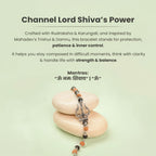 VASTUKOSHA Mahadev Trishul and Damru bracelet with 5 Mukhi Rudraksha and black Karungali beads on smooth stones