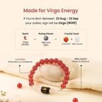 VASTUKOSHA Virgo zodiac bracelet featuring orange carnelian and milky quartz beads with a central Virgo charm