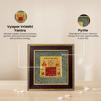 VASTUKOSHA Vyapar Vriddhi Yantra framed with raw pyrite for business prosperity and positive energy in offices.