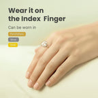 VASTUKOSHA White Pukhraj gemstone ring worn on an index finger, suitable for silver, gold, or panchdhatu settings.