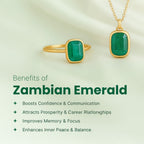 VASTUKOSHA Zambian Emerald ring and pendant set in gold, featuring vibrant green gemstones for astrological practice.