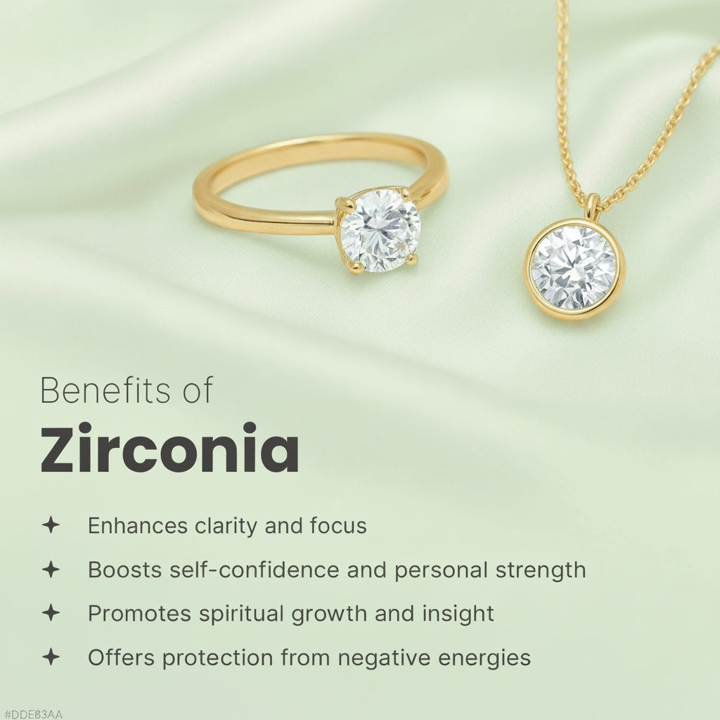 VASTUKOSHA gold ring and pendant featuring brilliant natural Zircon stones on a soft fabric background.